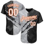 Custom Name and Number Personalized Graffiti Pattern Baseball Jersey 3D Scratch White Gray-Orange Authentic Team Apparel