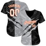 Custom Name and Number Personalized Graffiti Pattern Baseball Jersey 3D Scratch White Gray-Orange Authentic Team Apparel