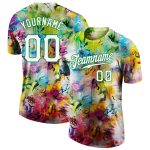 Custom Name and Number Personalized Graffiti Pattern Performance T-Shirt White-Kelly Green 3D Team Apparel Personalized Graffiti