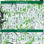 Personalized Graffiti Pattern Bomber Jacket in White and Kelly Green Grunge 3D Full-Snap Varsity Letterman Style Personalized