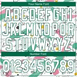 Custom Name Number Graffiti Pattern Jacket 3D Bomber Varsity Letterman Full-Snap in White and Kelly Green Grunge Art Personalized