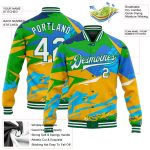 Custom Name Number Bomber Jacket Urban Street Art White Kelly Green Graffiti Pattern 3D Hiphop Varsity Letterman Personalized