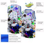 Custom Name and Number Basketball Jersey - Personalized 3D Graffiti Pattern in White and Light Blue Grunge Art Design Personalized