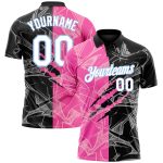 Custom Name and Number 3D Scratch Performance Golf Polo Shirt - Personalized Graffiti Pattern in White and Light Blue Personalized