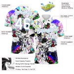 Personalized Graffiti Pattern Golf Polo Shirt - 3D Light Blue & White Splashes Performance Wear Personalized Graffiti Pattern