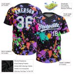 Custom Name and Number Personalized Graffiti 3D Softball Jersey Unisex - White Light Blue Two-Button Design Personalized