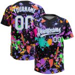 Custom Name and Number Personalized Graffiti 3D Softball Jersey Unisex - White Light Blue Two-Button Design Personalized