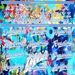 Custom Graffiti Pattern Bomber Jacket with Personalized Name & Number - White Light Blue 3D Varsity Letterman Style Personalized