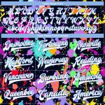 Custom Name and Number 3D Bomber Varsity Jacket Personalized Graffiti Pattern White Light Blue Splashes Full-Snap Personalized