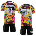 Personalized White-Light Blue Graffiti Pattern Soccer Jersey Uniform for Sublimation Personalized Graffiti Pattern White-Light