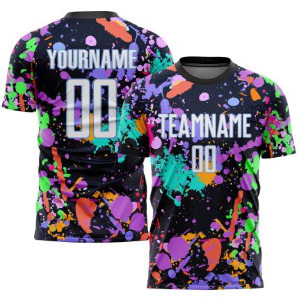Personalized White Light Blue Graffiti Pattern Soccer Jersey Sublimation Uniform 7393 Personalized Graffiti Pattern White-Light