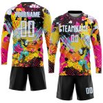 Personalized White-Light Blue Graffiti Pattern Soccer Jersey Uniform for Sublimation Personalized Graffiti Pattern White-Light