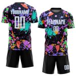 Custom Name Number Personalized Soccer Jersey Graffiti Pattern White Light Blue Sublimation Team Uniform 7393 Personalized