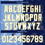 Custom Authentic Baseball Jersey - Personalized Graffiti Pattern in White, Navy, Light Blue, and Yellow with Custom Name and Number