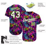 Custom Name and Number Baseball Jersey - Personalized 3D Graffiti Pattern in White and Neon Green Personalized Graffiti Pattern