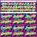 Custom Name and Number Baseball Jersey - Personalized 3D Graffiti Pattern in White and Neon Green Personalized Graffiti Pattern