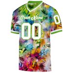 Custom Name Number 3D Mesh Football Jersey - Personalized White Neon Green Graffiti Pattern Authentic Throwback Personalized