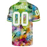 Custom Name Number 3D Mesh Football Jersey - Personalized White Neon Green Graffiti Pattern Authentic Throwback Personalized