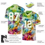 Custom Name Number 3D Mesh Football Jersey - Personalized White Neon Green Graffiti Pattern Authentic Throwback Personalized