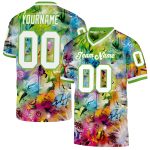 Custom Name Number 3D Mesh Football Jersey - Personalized White Neon Green Graffiti Pattern Authentic Throwback Personalized