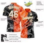 Custom Team Name 3D Scratch Golf Polo Shirt - Personalized White Orange Gold Graffiti Pattern Personalized Graffiti Pattern
