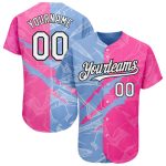 Personalized Authentic Baseball Jersey for Team - Custom Name & Number, Graffiti Pattern in White, Pink, Light Blue, and Black