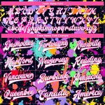 Custom Name and Number Varsity Letterman Jacket White-Pink Graffiti 3D Bomber with Full-Snap Design Personalized Graffiti
