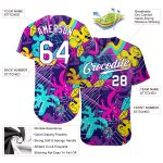 Custom Name and Number Personalized White Purple Graffiti 3D Baseball Jersey - Authentic Team Apparel Personalized Graffiti