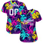 Custom Name and Number Personalized White Purple Graffiti 3D Baseball Jersey - Authentic Team Apparel Personalized Graffiti
