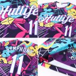 Custom Personalized 3D Graffiti Pattern Performance T-Shirt - White-Purple Team Name & Number Personalized Graffiti Pattern
