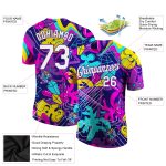 Custom Personalized 3D Graffiti Pattern Performance T-Shirt - White-Purple Team Name & Number Personalized Graffiti Pattern