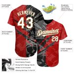 Custom Name & Number Authentic Baseball Jersey, 3D Graffiti Pattern in White, Red, Black & Old Gold Personalized Graffiti
