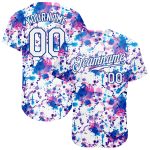 Custom Name and Number Baseball Jersey - Personalized White-Royal Graffiti Pattern 3D Abstract Watercolor Design Personalized