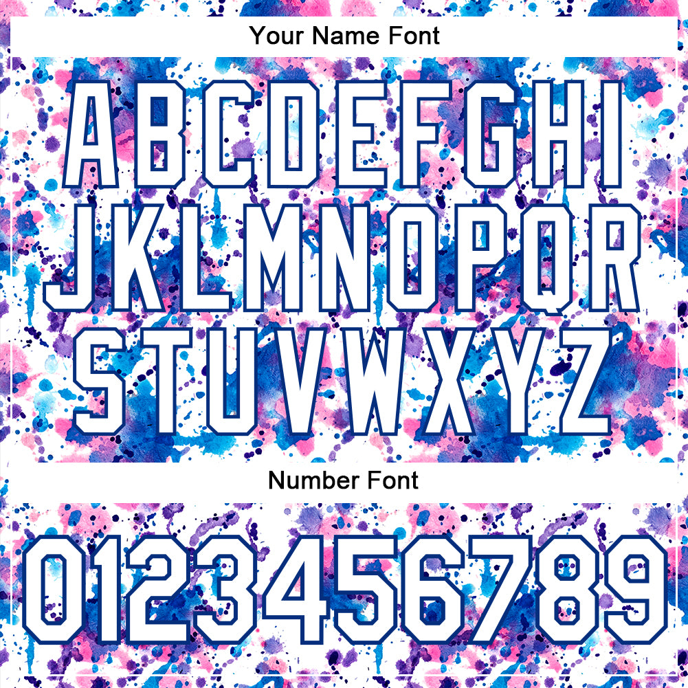 Personalized Graffiti Pattern White-Royal 3D Abstract Watercolor Performance T-Shirt Team Custom Name and Number Custom Name Number Graffiti Pattern Performance T-Shirt - 3D Abstract Watercolor White-Royal Design Personalized Graffiti - Image 4