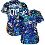 Custom Graffiti Pattern Baseball Jersey - Personalized White-Royal 3D Authentic Team Name & Number Personalized Graffiti