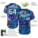 Custom Graffiti Pattern Baseball Jersey - Personalized White-Royal 3D Authentic Team Name & Number Personalized Graffiti