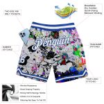 Personalized 3D Graffiti Pattern Basketball Shorts with Custom Name & Number - White-Royal Team Apparel Personalized Graffiti