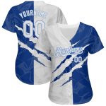 Personalized Custom Name and Number 3D Baseball Jersey - Graffiti Pattern White Royal-Light Blue Personalized Graffiti Pattern