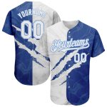 Personalized Custom Name and Number 3D Baseball Jersey - Graffiti Pattern White Royal-Light Blue Personalized Graffiti Pattern