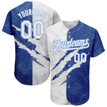 Personalized Custom Name and Number 3D Baseball Jersey - Graffiti Pattern White Royal-Light Blue Personalized Graffiti Pattern