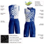 Custom Name Number Basketball Jersey Sublimation White-Royal Graffiti Pattern Round Neck Scratch Suit Personalized Graffiti