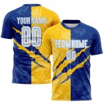 Custom Personalized Soccer Jersey White Yellow Light Blue Graffiti Pattern with Name and Number - Team Uniform Personalized