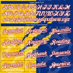 Custom 3D Scratch Embroidered Baseball Jersey - Personalized Graffiti Pattern in White, Royal, Yellow-Red with Name & Number