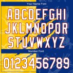 Custom 3D Scratch Embroidered Baseball Jersey - Personalized Graffiti Pattern in White, Royal, Yellow-Red with Name & Number