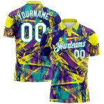 Custom Name Number Personalized Graffiti 3D Abstract Golf Polo Shirt Urban Style White Teal Performance Team Apparel Personalized