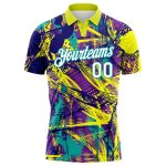 Custom Name Number Personalized Graffiti 3D Abstract Golf Polo Shirt Urban Style White Teal Performance Team Apparel Personalized