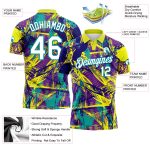 Custom Name Number Personalized Graffiti 3D Abstract Golf Polo Shirt Urban Style White Teal Performance Team Apparel Personalized