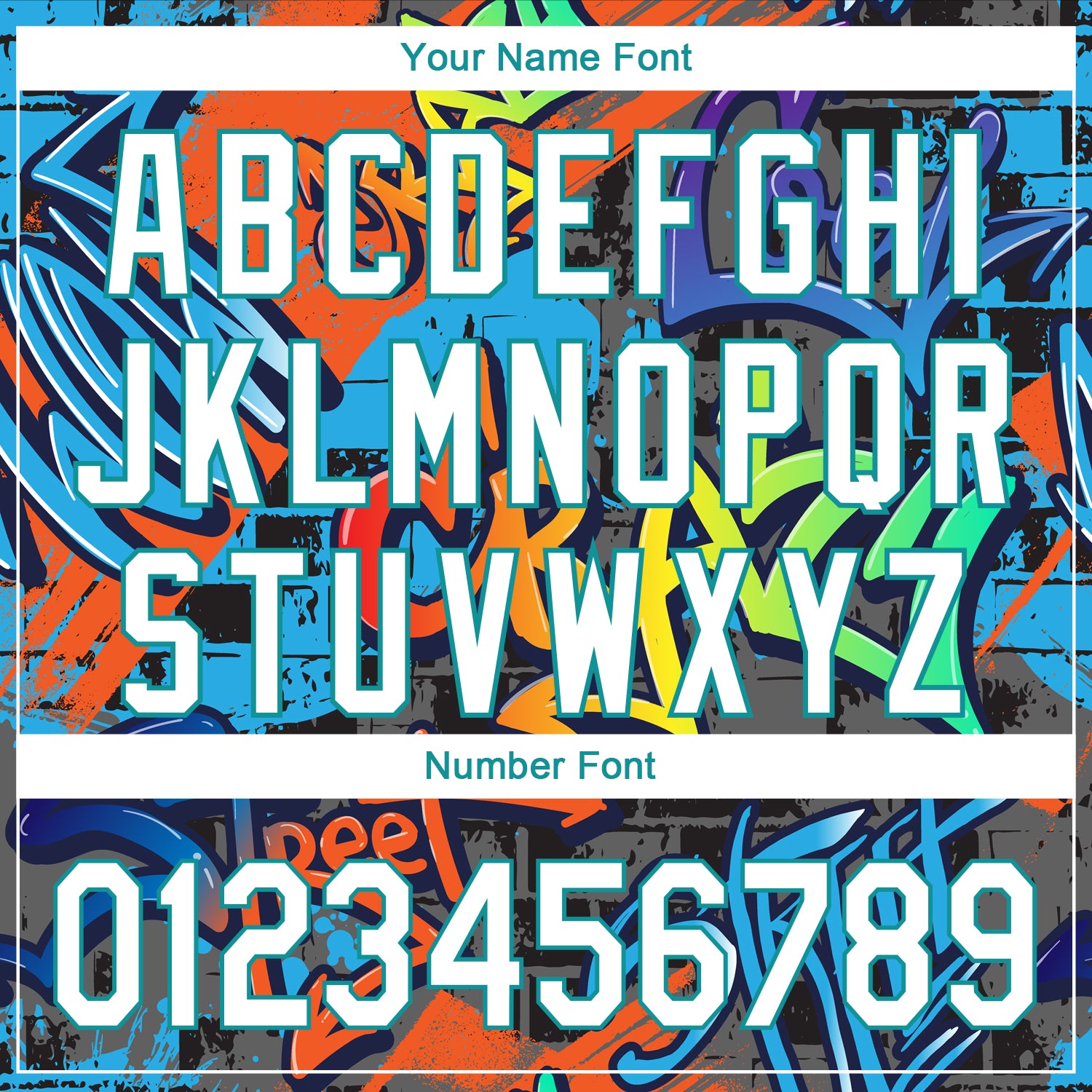 Personalized Graffiti Pattern White-Teal 3D Grunge Design Performance Golf Polo Shirt Team Custom Name and Number Custom Name Number Golf Polo Shirt 3D Graffiti Pattern White Teal Grunge Design Performance Athletic Wear Personalized Graffiti - Image 5
