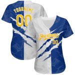 Custom Yellow-Royal Graffiti Pattern 3D Baseball Jersey with Name and Number - Authentic Team Apparel Personalized Graffiti