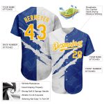 Custom Yellow-Royal Graffiti Pattern 3D Baseball Jersey with Name and Number - Authentic Team Apparel Personalized Graffiti